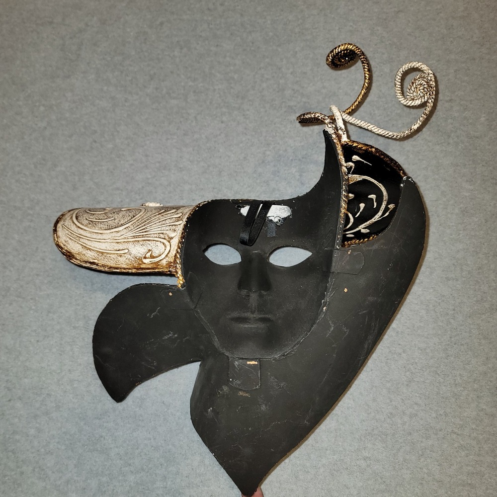 Venetian Masquerade Mask Hand Painted Gold Red Black Carnival Wall Decor - Picture 6 of 8